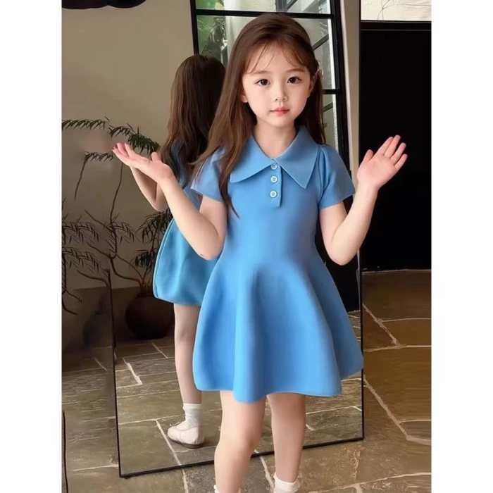 Đầm Bé Gái Mùa Hè Thời Trang Trẻ Em Bé Gái Mùa Hè Hàn Quốc Đầm Công Chúa Váy POLO Tay Ngắn