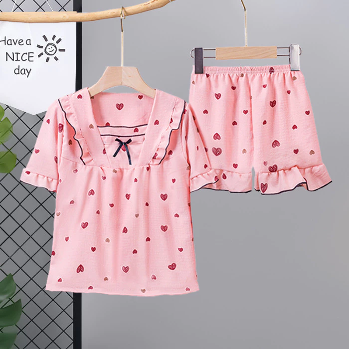 Ấm cúng Phong Cách Nhà Mùa Hè Bộ Đồ Ngủ Trẻ Em Mặc Hàng Ngày Kuromi In Tất Cả Cho Bé Gái