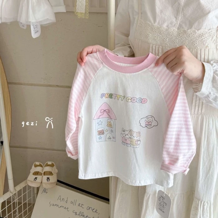 mẫu áo thun cotton dài tay dáng rộng in hoạt hình dài tay phong cách xuân thu dành cho trẻ em gá