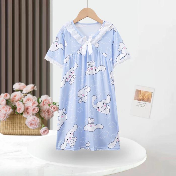 Flash Sale Quần Áo Trẻ Em Bé Gái Tay Ngắn Cổ Chữ V Đồ Ngủ Trẻ Em Mặc Ở Nhà Cho 10 - 11 Tuổi