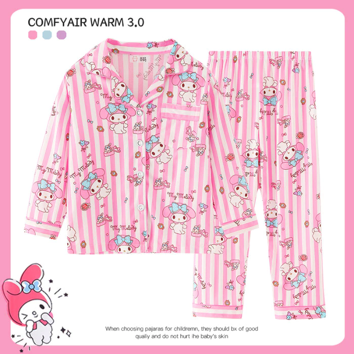 2026 Năm Mới Bộ Sưu Tập Flash Sale Quần Áo Trẻ Em Đơn Giản Dài Tay Bé Gái Ve Áo Cinnamoroll Váy Ngủ Cho 7 - 8 Tuổi