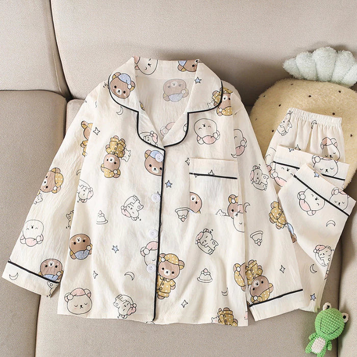 2026 Phiên Bản Năm Mới Giảm Giá Số Lượng Lớn Bộ Đồ Ngủ Trẻ Em Dài Tay Ve Áo Nightie Mịn Poly-cotton Chó Bé Trai Hoặc Bé Gái Bộ Đồ Ngủ Cho 10 - 11 Tuổi