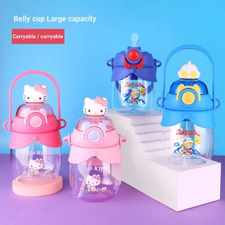 Hello Kitty hello Kitty Bình Nước Trẻ Em Ống Hút Cốc Chất Liệu tritan Mùa Hè Bụng Lớn Cốc Cô Gái Dễ Thương Cốc Dung Tích Lớn Bình Nước Đặc Biệt Cho Trường Học