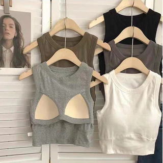 Áo Croptop Sát Nách Có Mút Đệm Ngực Phong Cách Thể Thao Hàng Mới Dành Cho Bạn Nữ