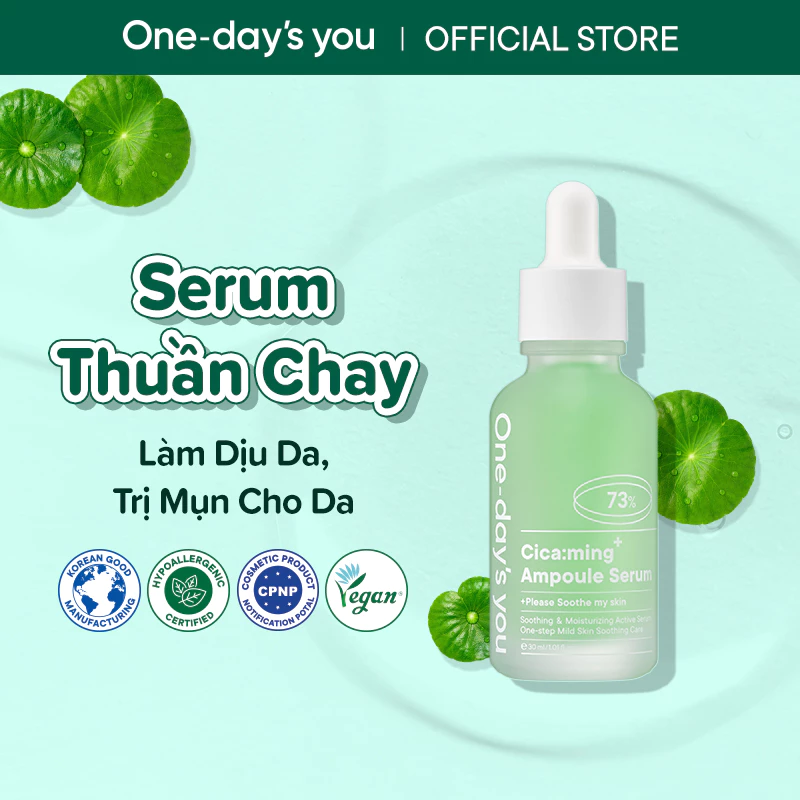 [DEAL DỮ] Serum Dịu Da Giảm mụn Dưỡng Ẩm Thuần Chay Cho Da Nhạy Cảm ONE DAY'S YOU Cicaming Ampoule (30ml)