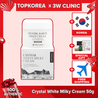 3W clinic Crystal White Milky Cream ★Đèn Led 3W 3W CLINIC Chất Lượng Cao★Kem Pha Lê Sữa Trắng 50g / Toporea / Shipping Từ Hàn Quốc TOPKOREA