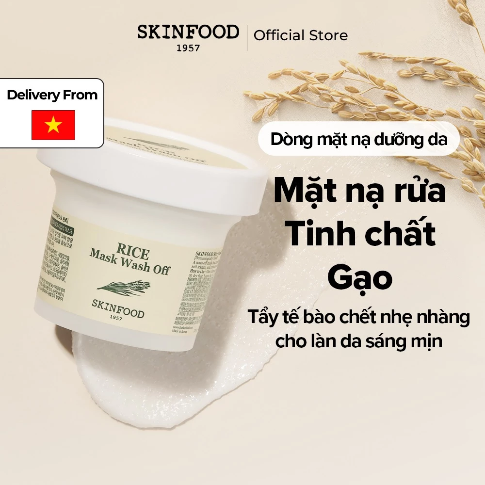 [SKINFOOD Official] Mặt nạ Gạo Wash off 120g / tẩy tế bào chết và chống nếp nhăn / Rice Mask Wash Off
