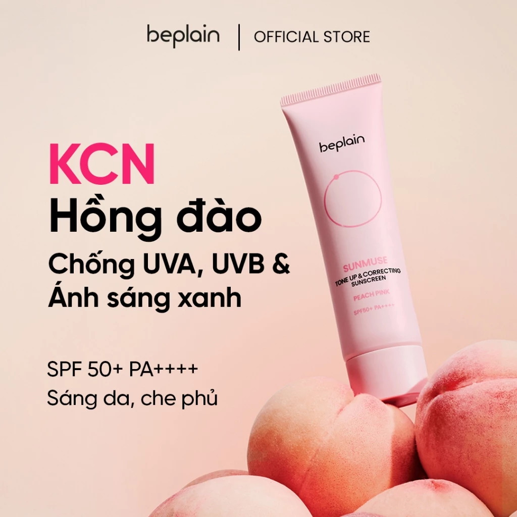 [Beplain X Hannah Olala] Kem chống nắng BEPLAIN Sunmuse lai Vật Lý & Hoá Học, Nâng Tone hồng rạng rỡ và Sáng da SPF 50+ PA++++ 50ml Peach Pink