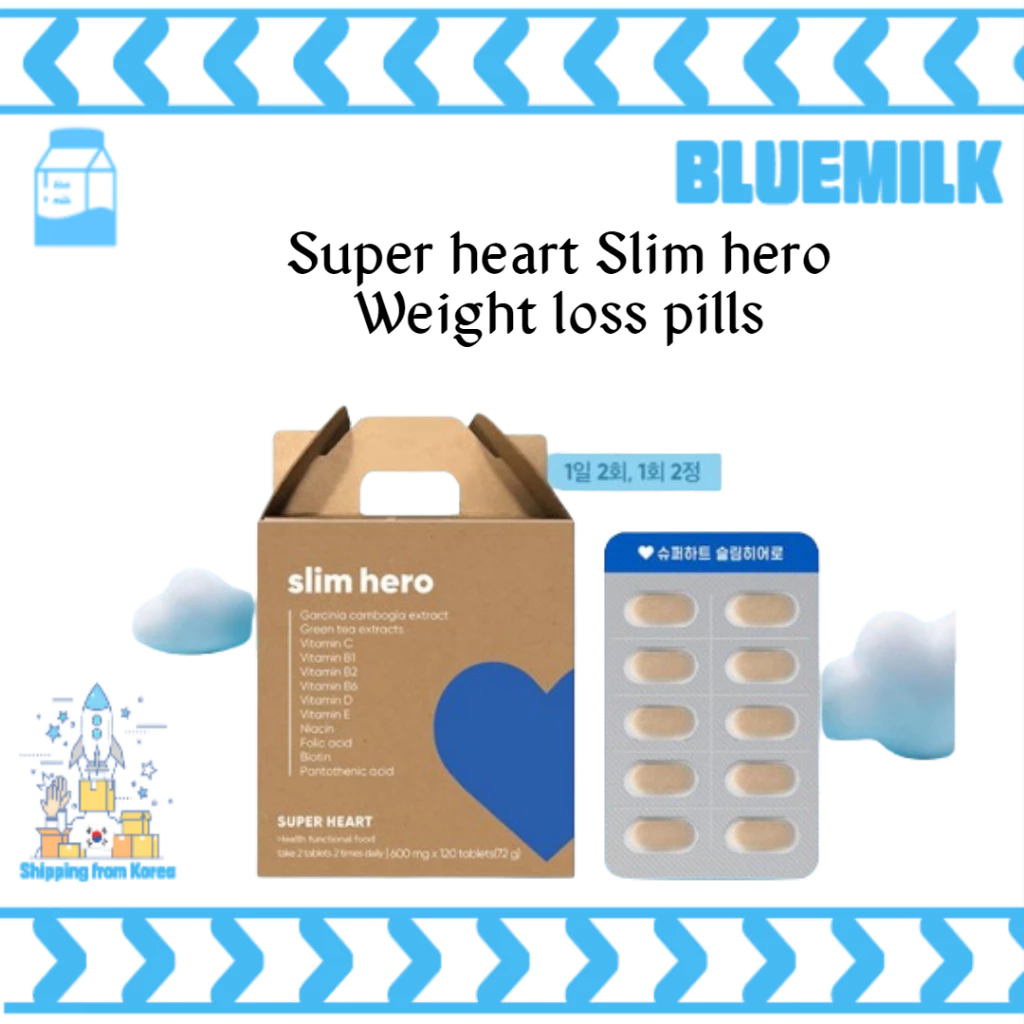 Thuốc giảm cân Hàn Quốc, viên uống giảm cân slim hero, giúp giữ cơ thể thon gọn slim body - Super Heart Hàn Quốc (600mg x 120 viên)