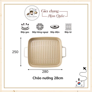 Chảo Nướng Chống Dính Đáy Từ Đa Năng 28cm FIKA NEOFLAM Hàn Quốc Phủ Gốm (màu trắng ngà)