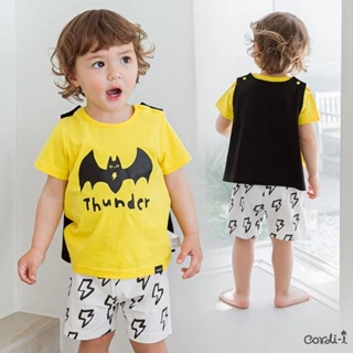 Cordi-i Bộ thun ngắn cotton thoáng mát phong cách halloween cho bé trai bé gái in hình Thunder Bat (21SS) _ CF134 chính hãng Cordi-i Hàn Quốc