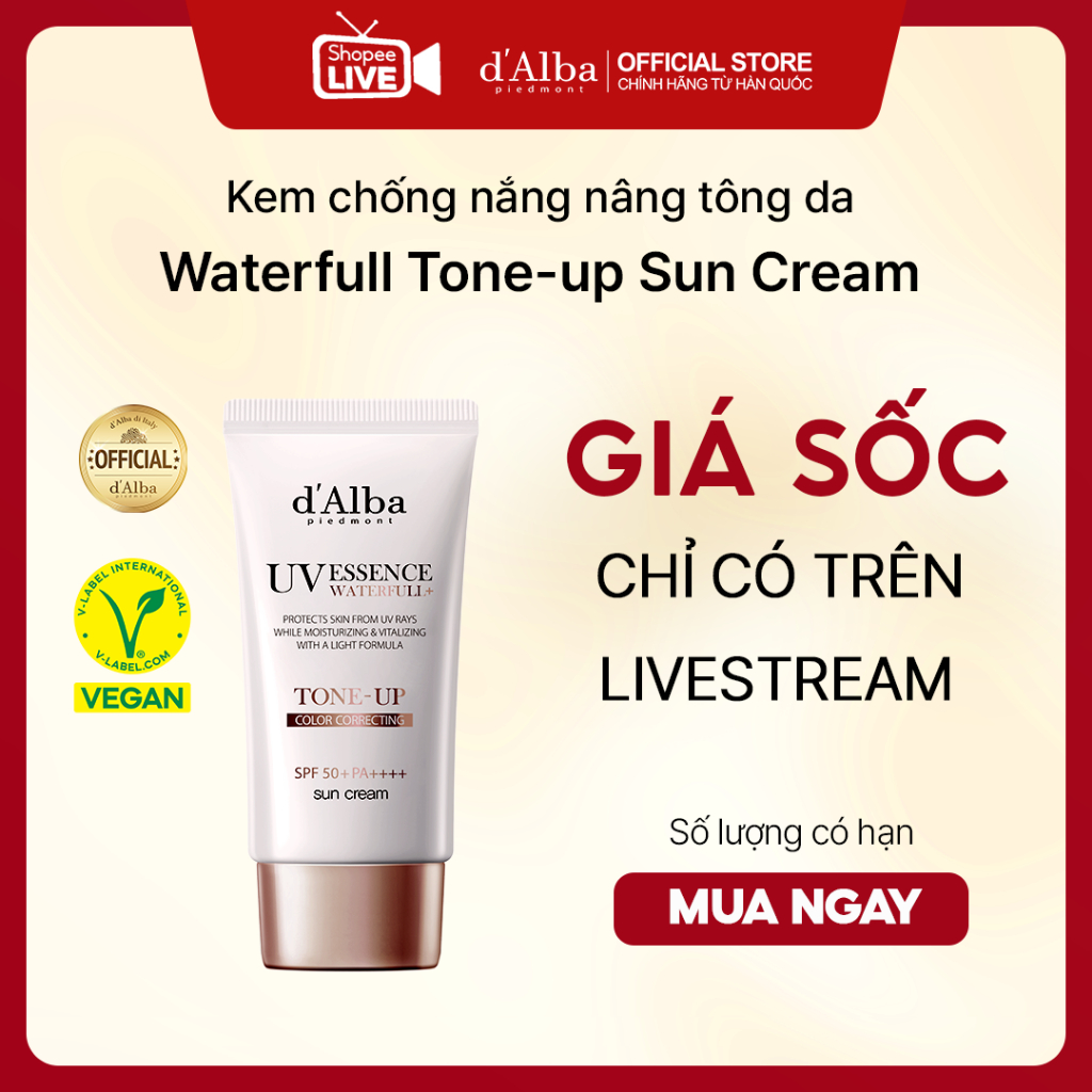Kem chống nắng d'Alba nâng da Tone Waterfull Tone-up Sun Cream SPF 50 + 50ml