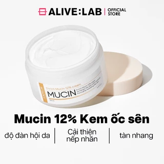 Kem ốc sên ALIVELAB Enrich Mucin 12% Cream 160ml giúp giữ ẩm, giảm mờ sạm, nám, tàn nhang, tăng cường độ đàn hồi da, săn chắc da