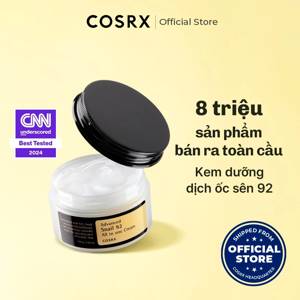 Kem dưỡng ẩm cosrx tái tạo phục hồi da chiết xuất 92% dịch ốc sên tất cả trong một 100ml