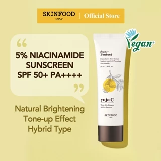 [SKINFOOD Official] Kem chống nắng kết hợp Yuja C Tone Up Hybrid Sunscreen 50ml SPF50+ PA++++ / Nâng tông da tự nhiên / Kem chống nắng làm sáng da / Vita-C / Niacinamide