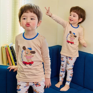 Cordi-i Bộ thun cotton dài tay cao cấp cho bé Funny Boarder Single Spandex Baby Homewear (24SS)-AB276 Bộ quần áo thời trang bé trai bé gái chính hãng Cordi Hàn Quốc