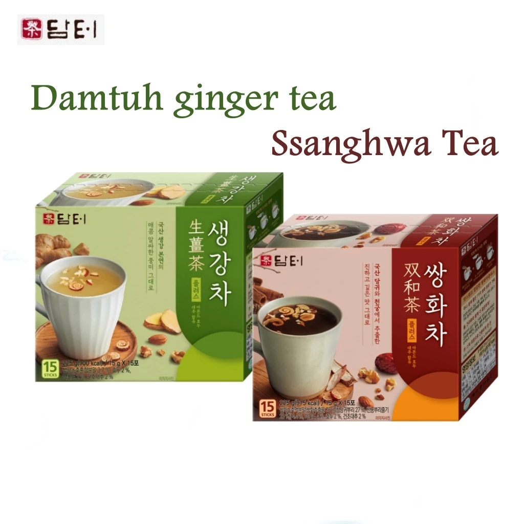 Trà gừng Damtuh, Trà Ssanghwa 15g 15 Dính bột trà gừng hàn quốc Không đường gừng uống đã khử caffein