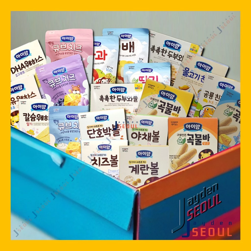 [Snacks BÉ ILDONG-KOREAN] Bánh xốp canxi / Bóng ăn nhẹ / Thanh ngũ cốc nướng / Bánh quế đậu phụ / Chip trái cây nguyên chất / Bánh quy Vitamin canxi (Người bạn cá / Người bạn khủng long) / Phô mai khối / Đồ ăn nhẹ Rong biển