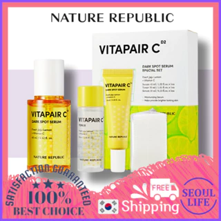 Nature Republic Vitapair C Dark Spot Serum 45ml + Huyết thanh 10ml + Toner 30ml + Bông tẩy trang