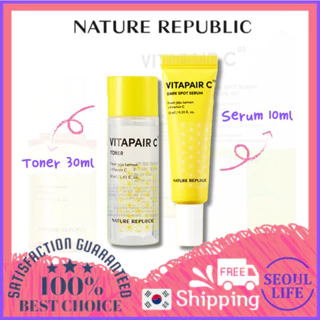 NATURE REPUBLIC Toner Chứa Vitamin C 30ml Và Serum 10ml Giúp Làm Mờ Vết Thâm Hiệu Quả