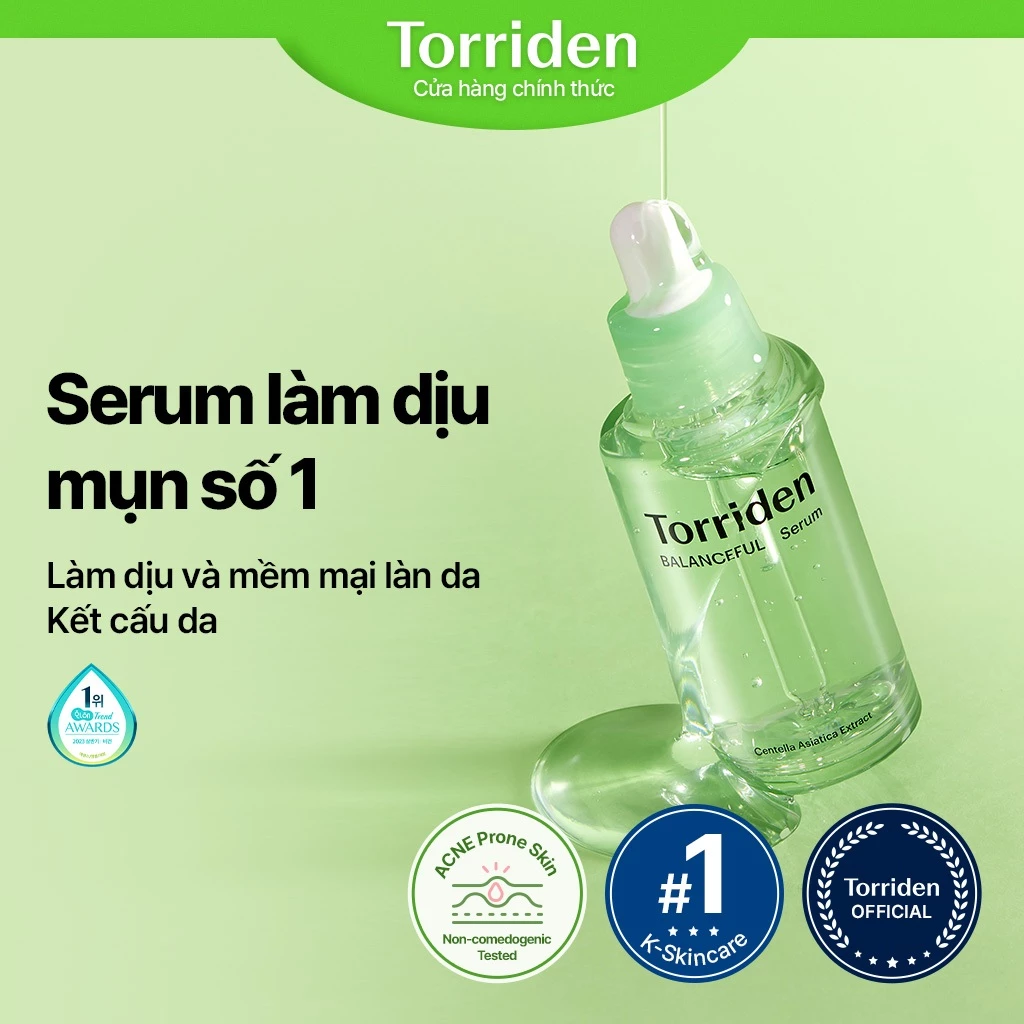 [Torriden Chính hãng] Serum BALANCEFUL CICA, chăm sóc bã nhờn, làm sạch tế bào da chết, giảm mẩn đỏ, cho làn da mụn, 50ml