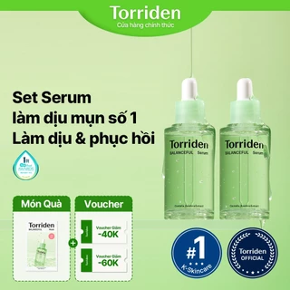 [Torriden Chính hãng] Set serum BALANCEFUL CICA chăm sóc bã nhờn và tế bào da chết, giảm mẩn đỏ, dành cho da mụn, 50ml+50ml, 1 set