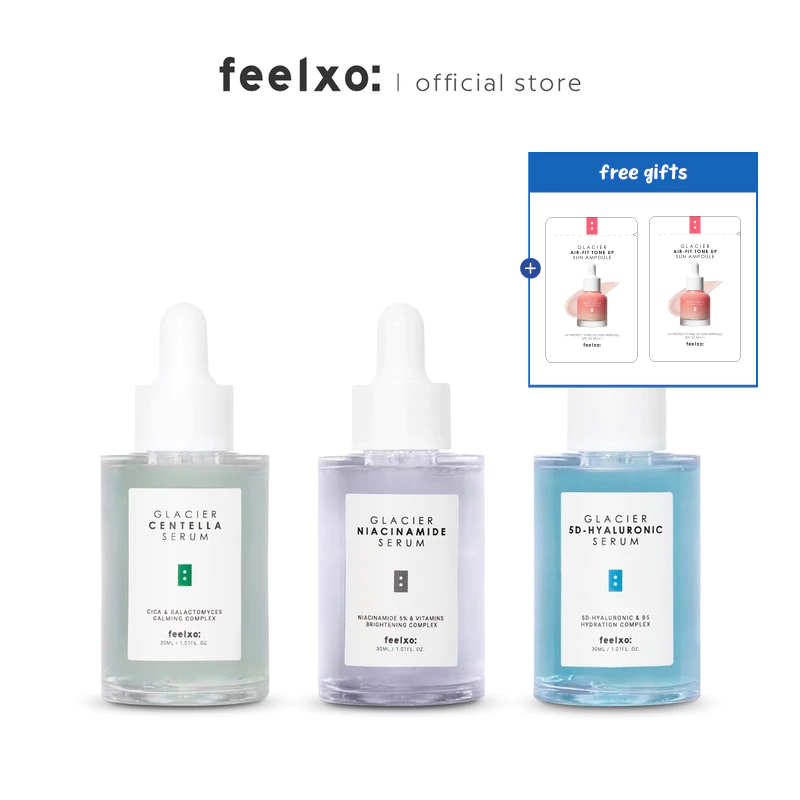 Bộ Serum Feelxo Glacier 3 I Centella + Niacinamide 5% + 5D-Hyaluronic