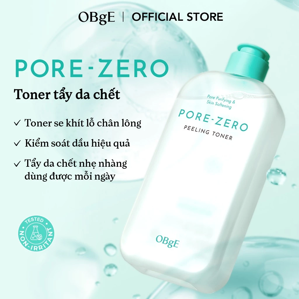 [OBgE Chính Hãng] Toner Pore Zero 310ml Tẩy Tế Bào Chết, Làm Sạch Bã Nhờn, Cân Bằng Dầu Ẩm, Chăm Sóc Lỗ Chân Lông, Cho Da Mịn Thoáng