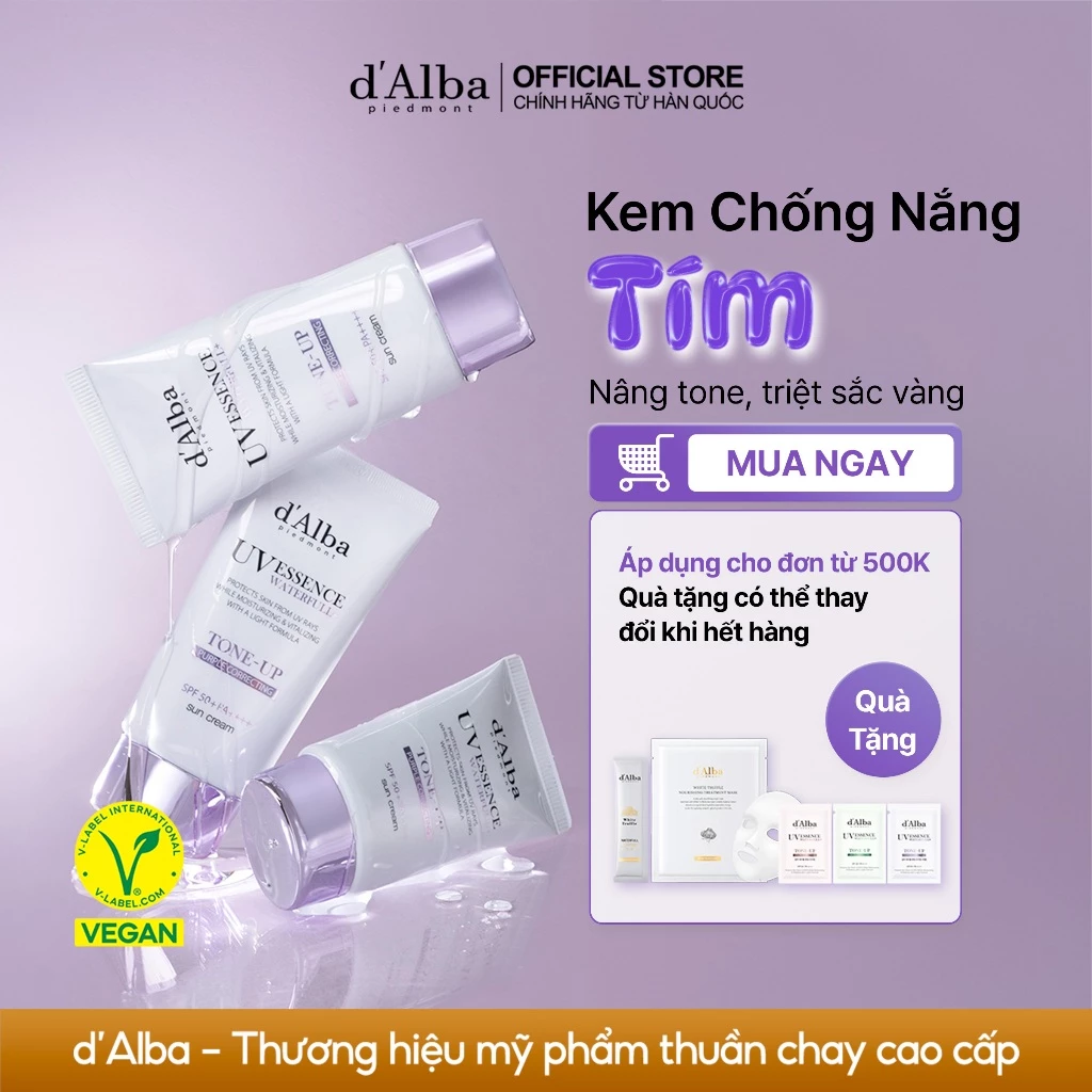 [d'Alba Official] Kem chống nắng nâng tone Tím d'Alba White Truffle Tone Up Sunscreen (Purple) 50ml