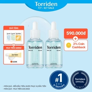 [Torriden Chính hãng] Set serum chăm sóc da căng bóng mịn số 1 DIVE IN Hyaluronic Acid, dưỡng ẩm sâu bên trong da, không bết dính, 50ml+50ml, 1 set