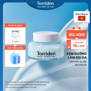 [Torriden Chính hãng] Kem dưỡng làm dịu da DIVE IN chứa Hyaluronic Acid, 100ml, Soothing Cream