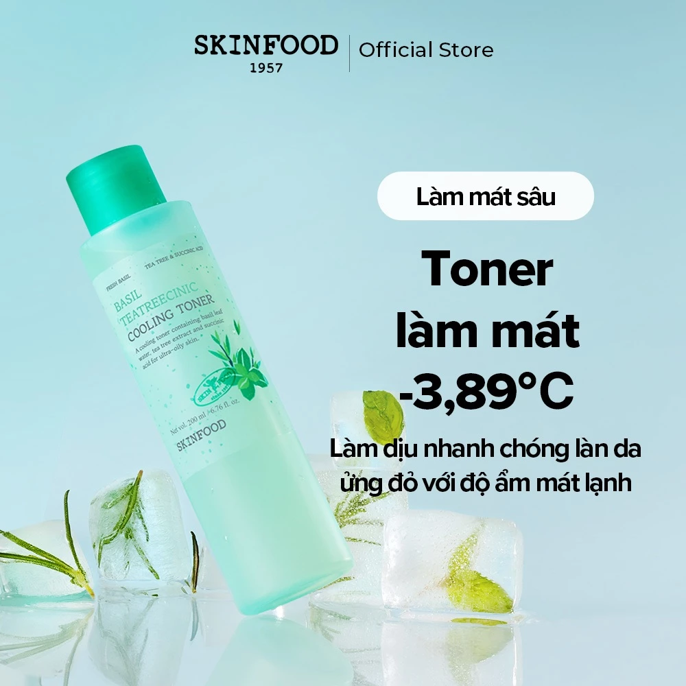[SKINFOOD Official] Toner làm mát Basil Teatreecinic 200ml / Basil Teatreecinic Cooling Toner