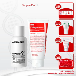 Set chăm sóc mụn đầu đen MEDIPEEL Blackhead Care AHA BHA + Extra Super 9+ 2.0 + Red Lacto Collagen Clear 2.0 120ml