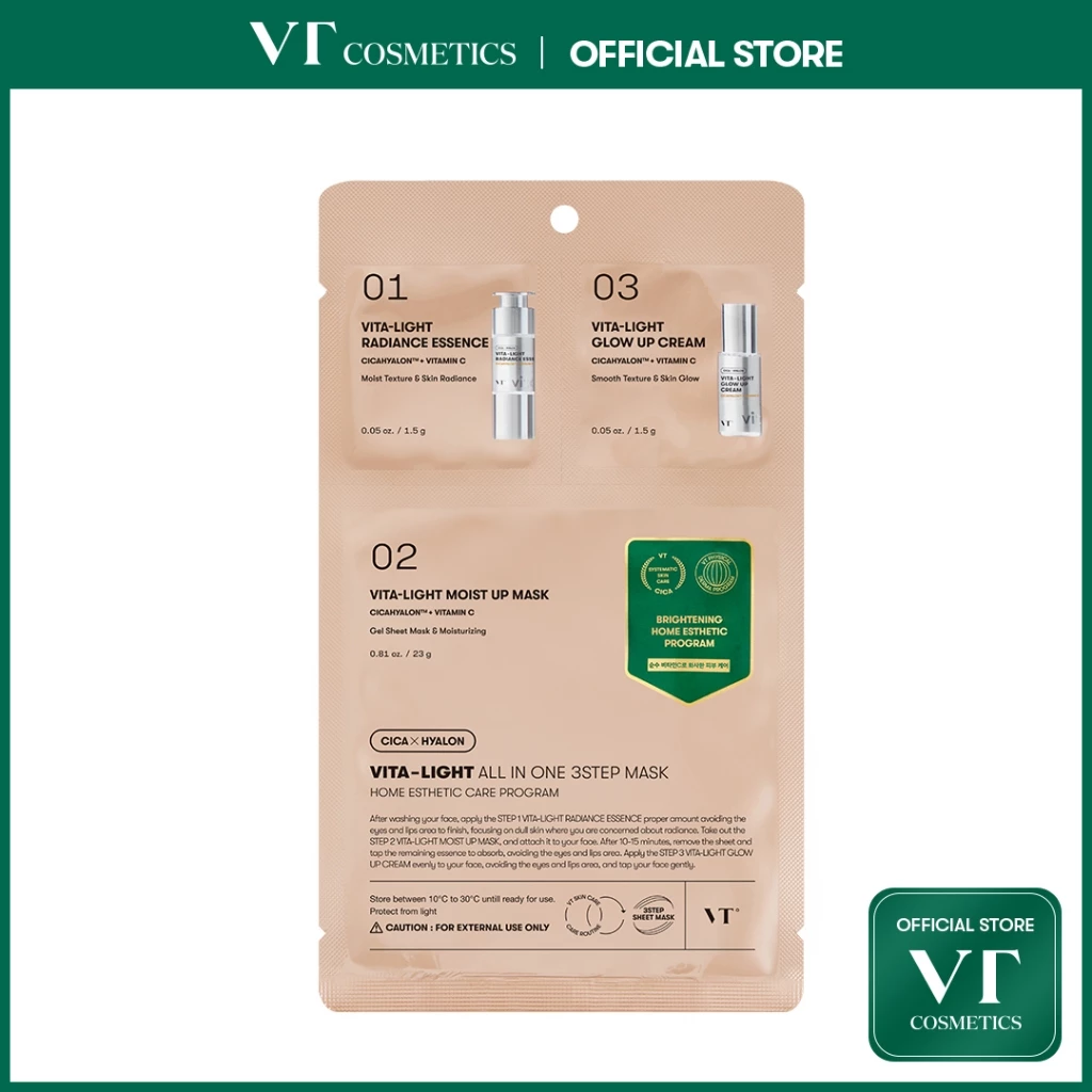 [Vt] CICA VITA-LIGHT ALL IN ONE 3STEP MASK 20% Vitamin C tươi, vết thâm & Chăm sóc làm sáng da < Official Flagship>