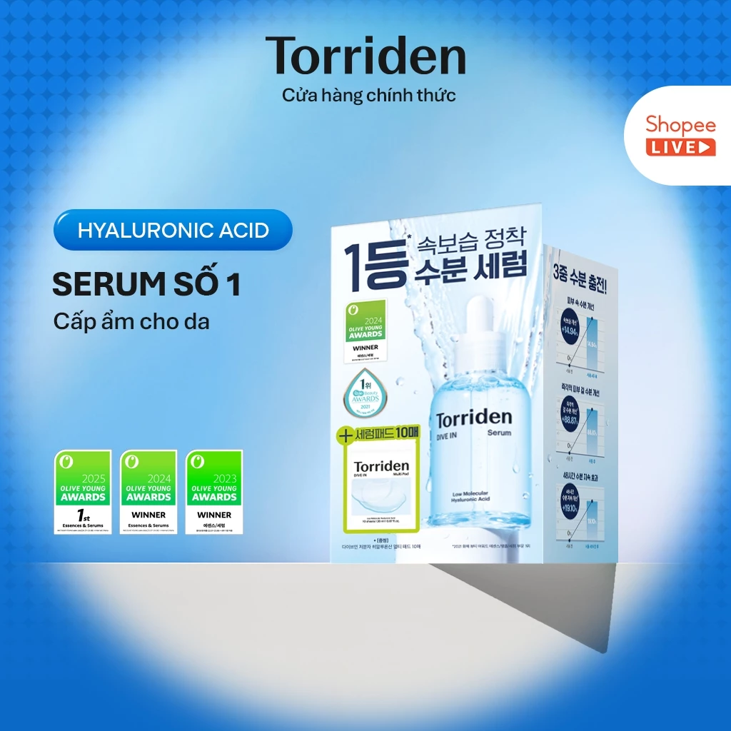 (HSD 28/04/2027) Serum DIVE IN chứa Hyaluronic Acid 50ml + 10 Miếng Pad