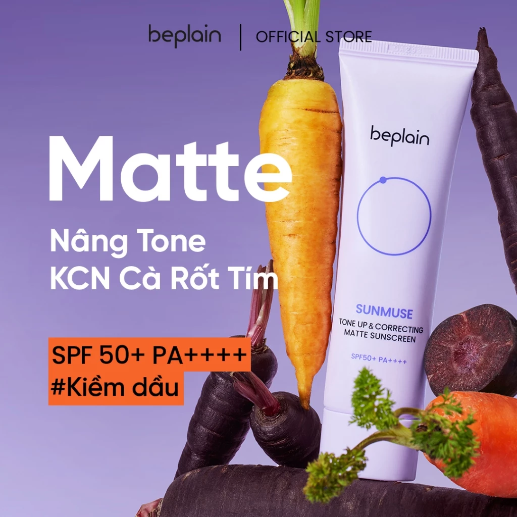 [BEPLAIN X KOL] Kem chống nắng BEPLAIN Sunmuse lai Vật Lý & Hoá Học Nâng Tone & Hiệu chỉnh da Matte Mịn lì SPF 50+ PA++++ 50mL