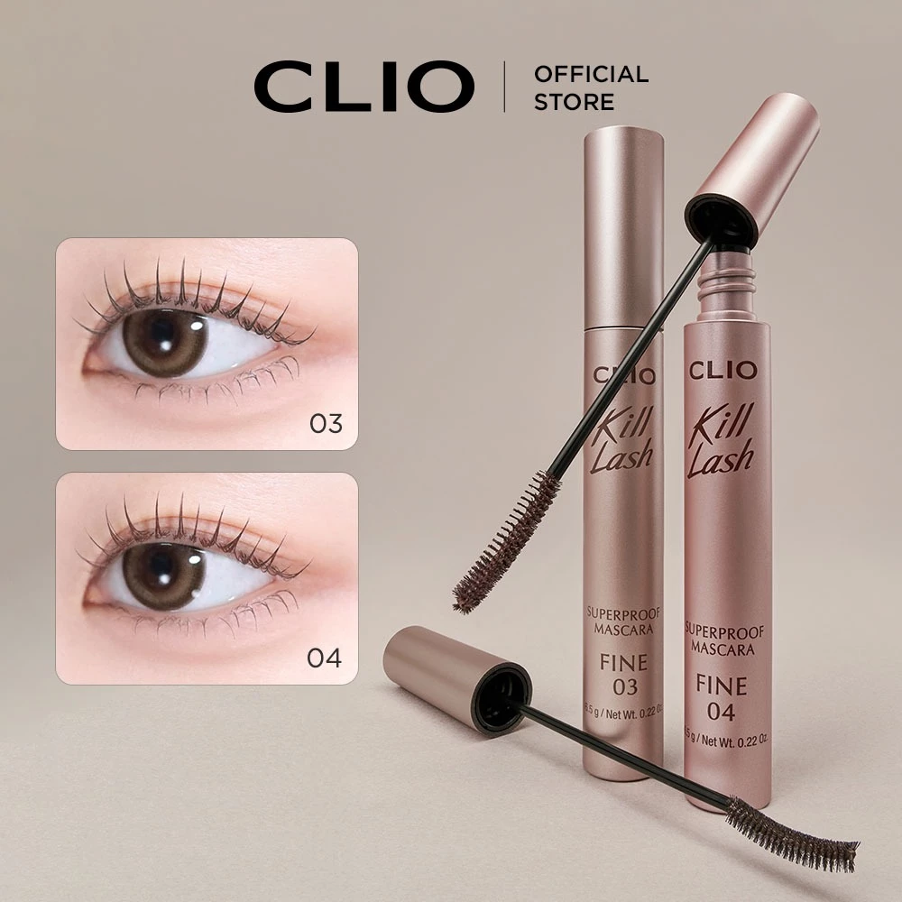 [CLIO - MÀU MỚI] Mascara siêu chống Kill Lash FINE 7g, 2 màu, Bàn chải đường cong 3mm