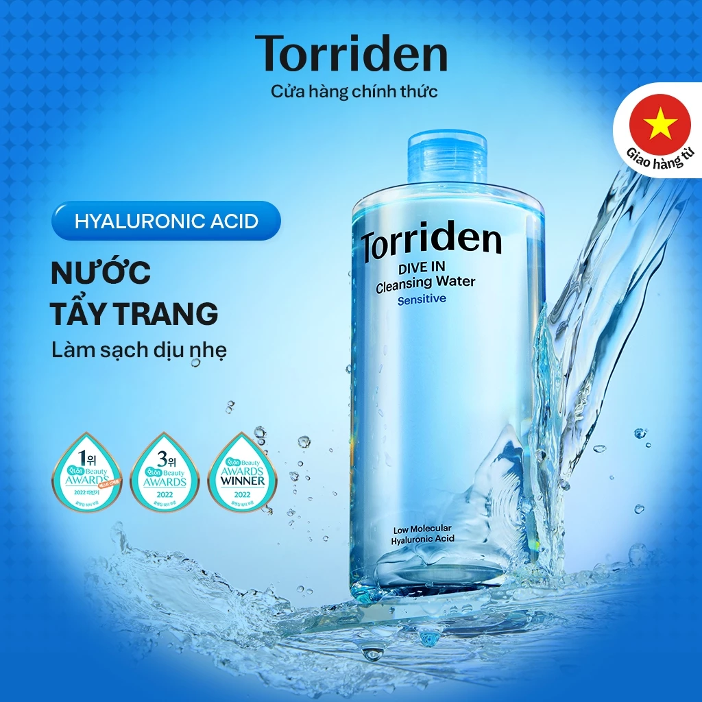 [Torriden Chính hãng] Nước tẩy trang làm sạch da DIVE IN chứa Hyaluronic Acid, 400ml, Cleansing Water