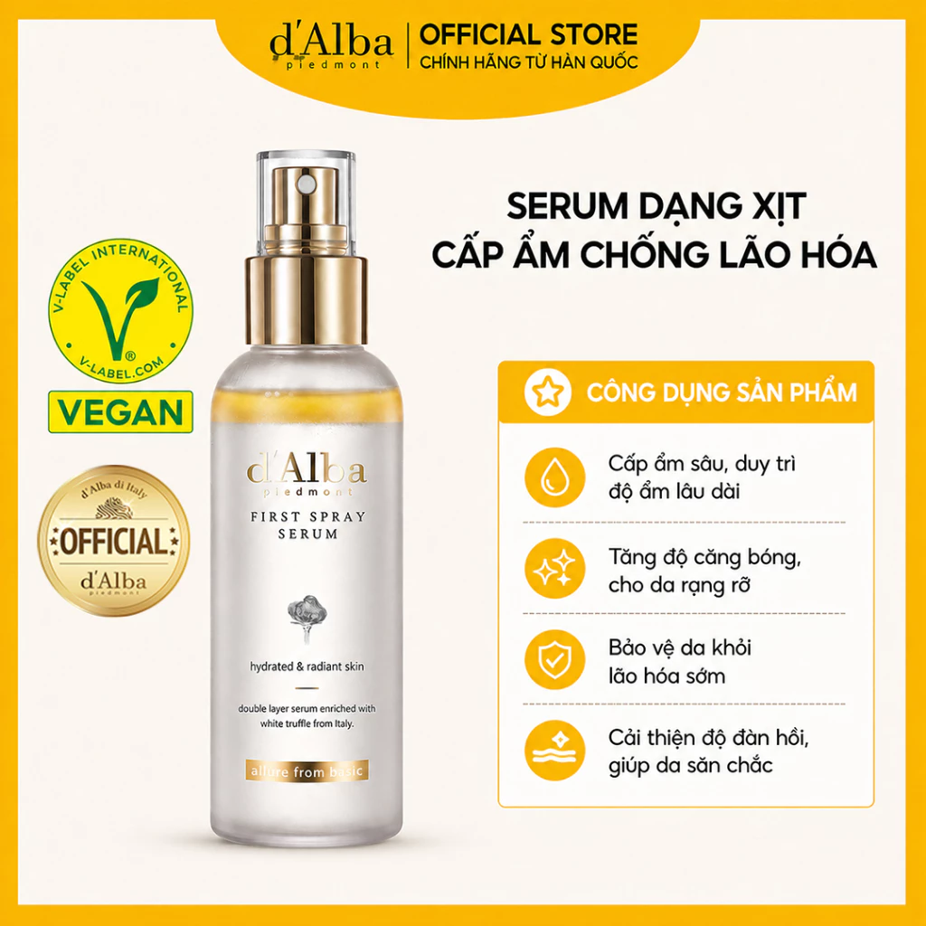 [d'Alba Official] Serum dạng xịt khoáng căng bóng da  First Spray Serum 50ml/100ml - Mist Serum