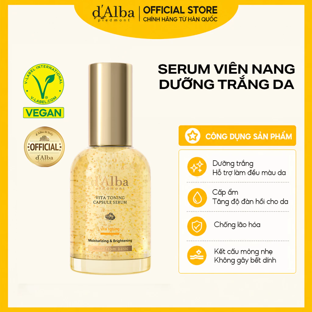 [d'Alba Official] Serum viên nang dưỡng sáng da với Niacinamide 5% Vita Capsule Serum 5% Niacinamide 50ml/100ml (Bản nâng cấp)