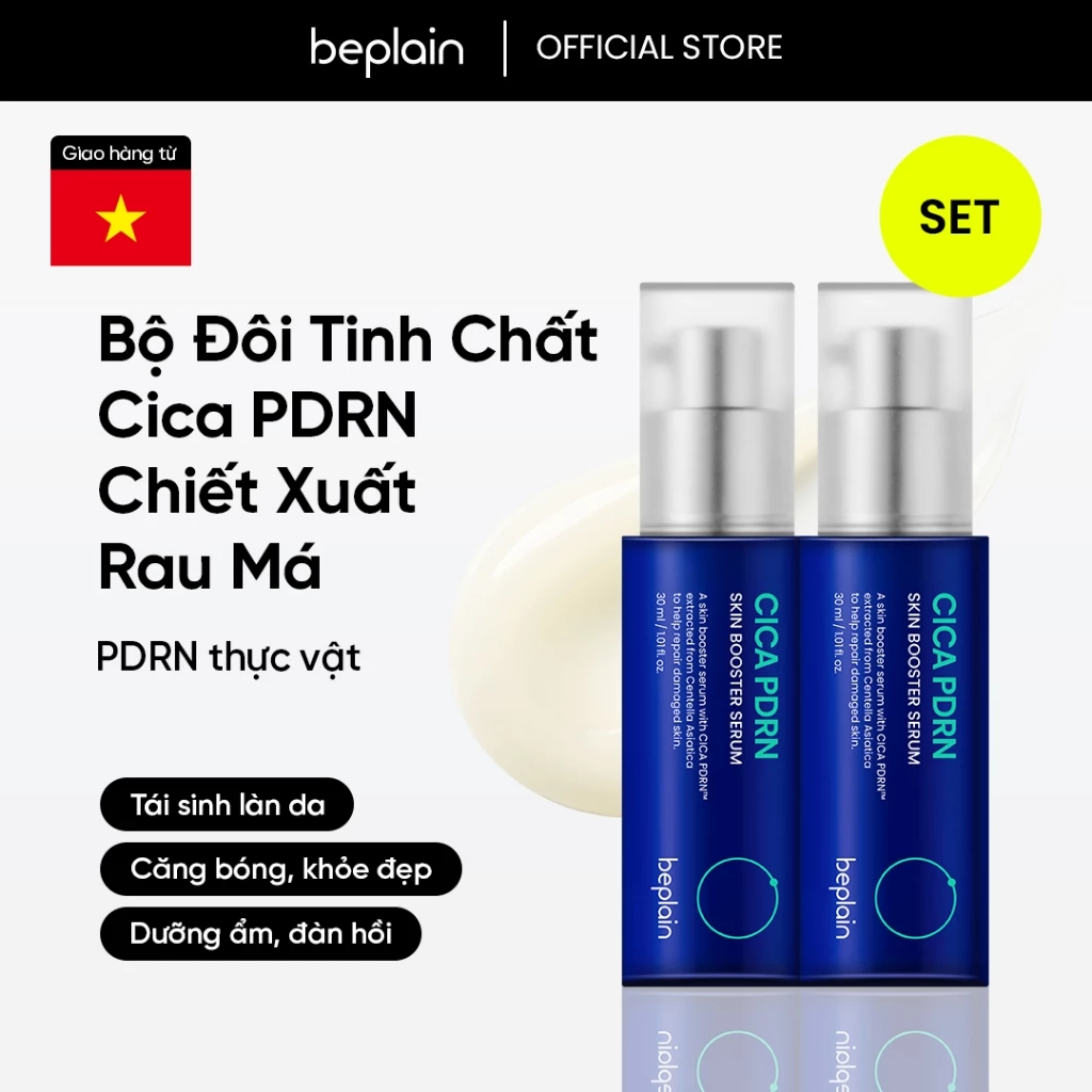 [Beplain Chính Hãng] [Combo độc quyền 30ml X2] Tinh chất BEPLAIN PDRN Rau Má phục hồi & tái sinh tổn thương cho da trẻ hoá, cấp ẩm & căng bóng Cica PDRN Skin Booster Serum 30ml +30ml