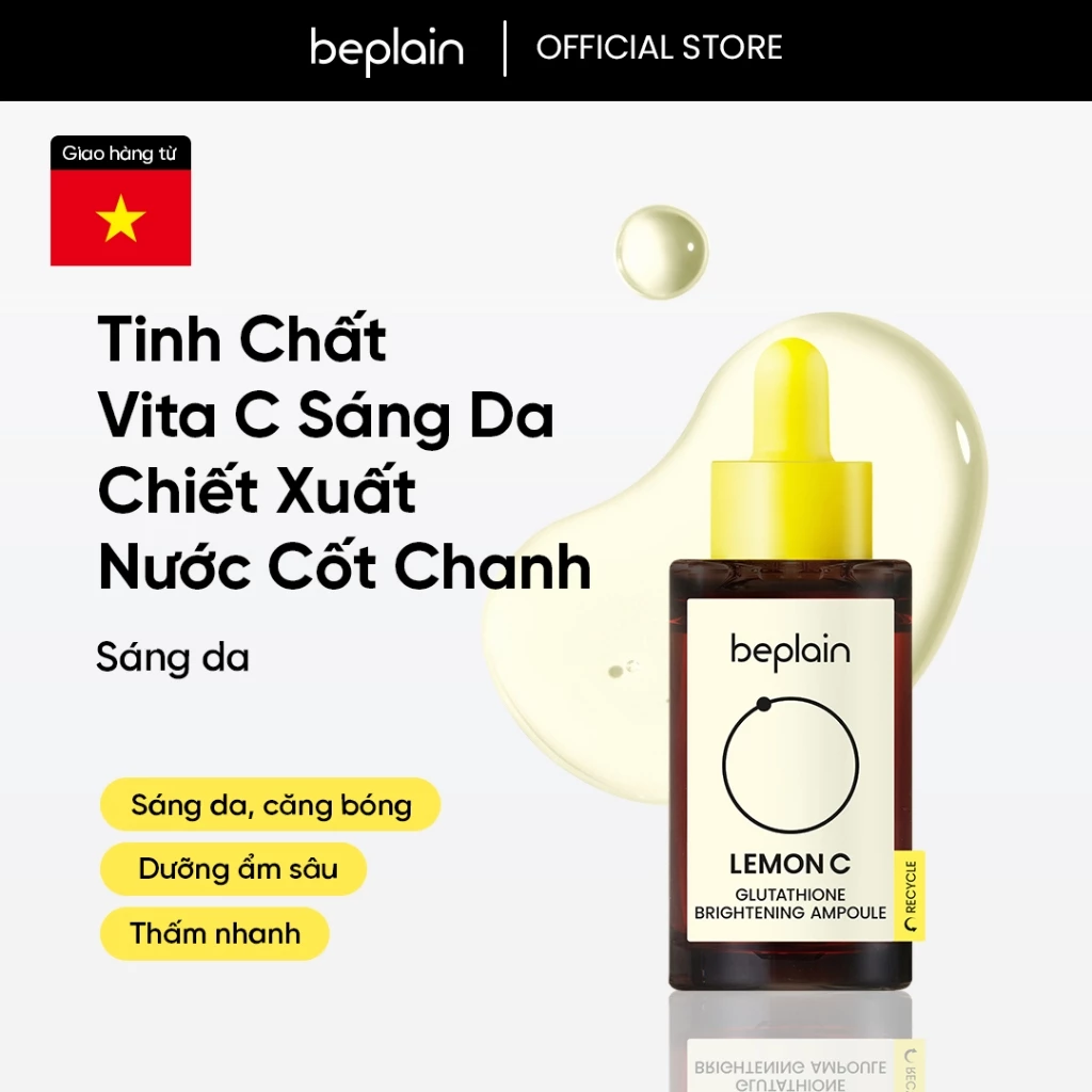 [Beplain Chính Hãng] Serum beplain Vita C từ nước cốt chanh và Glutathione tinh khiết 98% dưỡng sáng da căng bóng 30ml