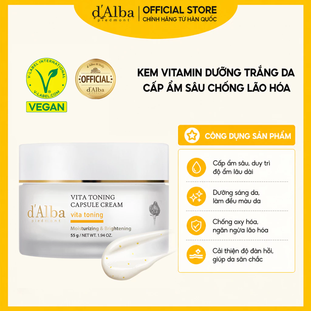 [d'Alba Official] Kem viên nang vitamin dưỡng sáng da chống lão hóa  White Truffle Oil Capsule Cream Tube type/Jar type 55g
