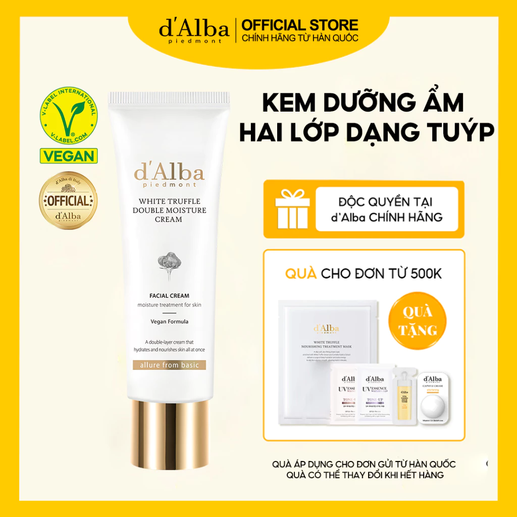 [d'Alba Official] Serum và kem dưỡng 2 lớp dạng tuýp Double Moisture Cream 60ml