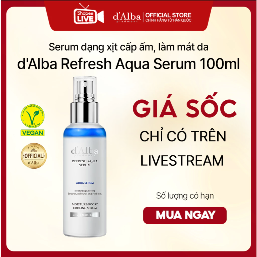 [Live1] Serum dạng xịt dịu mát tức thì cấp ẩm da d'Alba White Truffle Refresh Aqua Serum 100ml