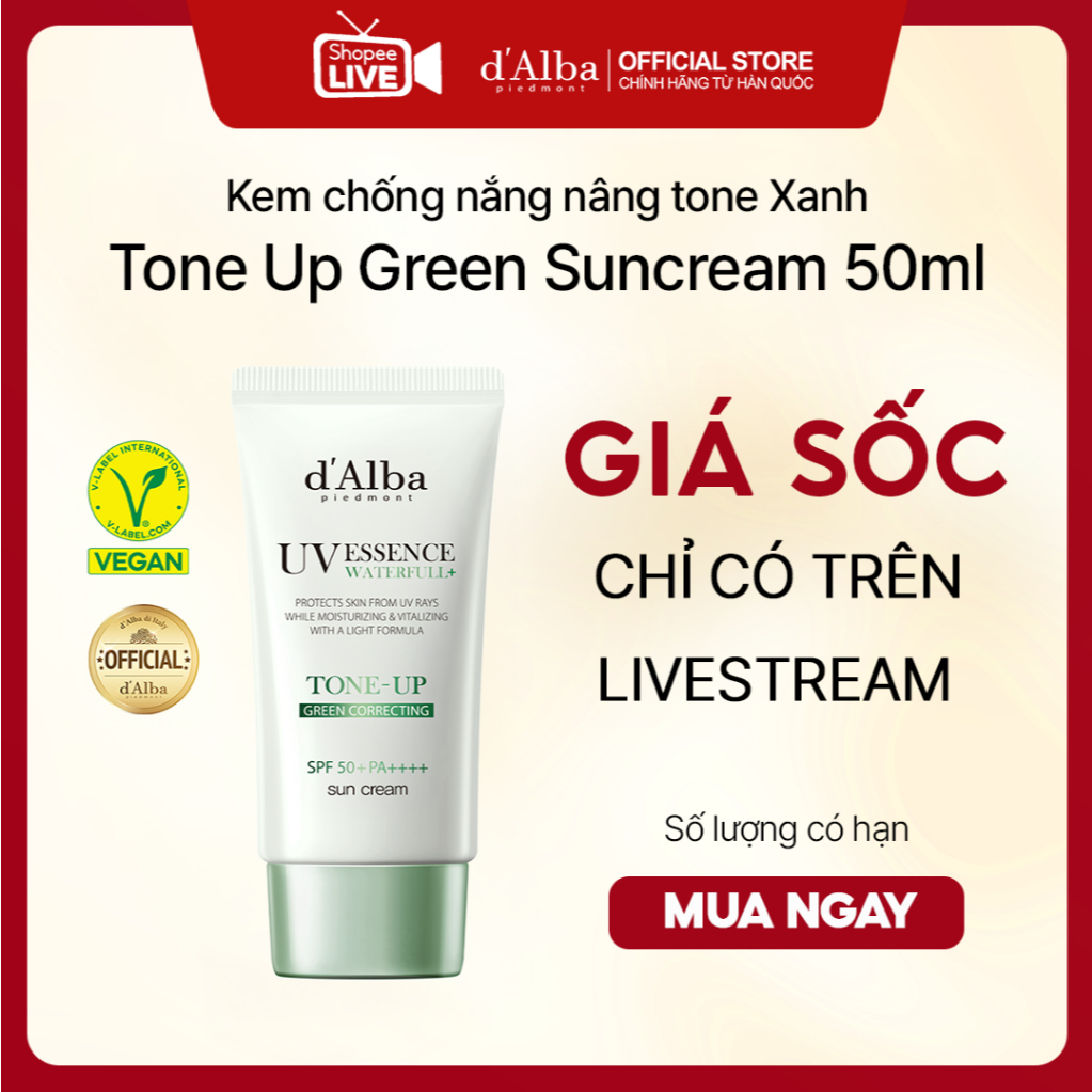 d'Alba Kem chống nắng nâng tone xanh Tone Up Green Suncream 50ml