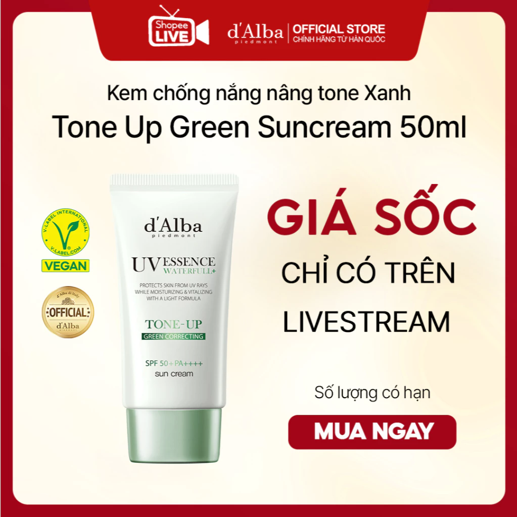 [Live1] d'Alba Kem chống nắng nâng tone xanh Tone Up Green Suncream 50ml
