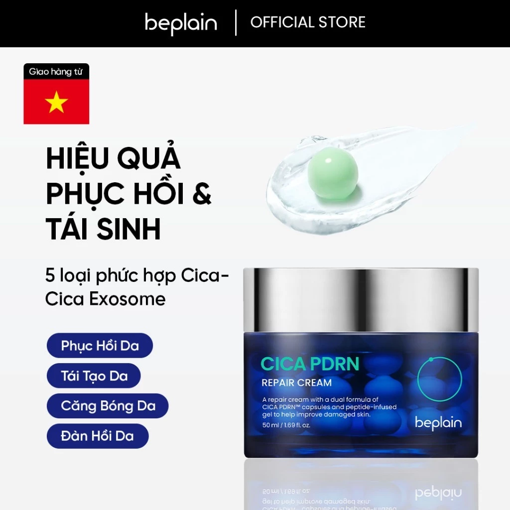 [BEPLAIN X KOL] [Beplain Chính Hãng] Kem dưỡng BEPLAIN CICA PDRN phục hồi, trẻ hóa làn da & cấp ẩm, đàn hồi, căng bóng 50ml
