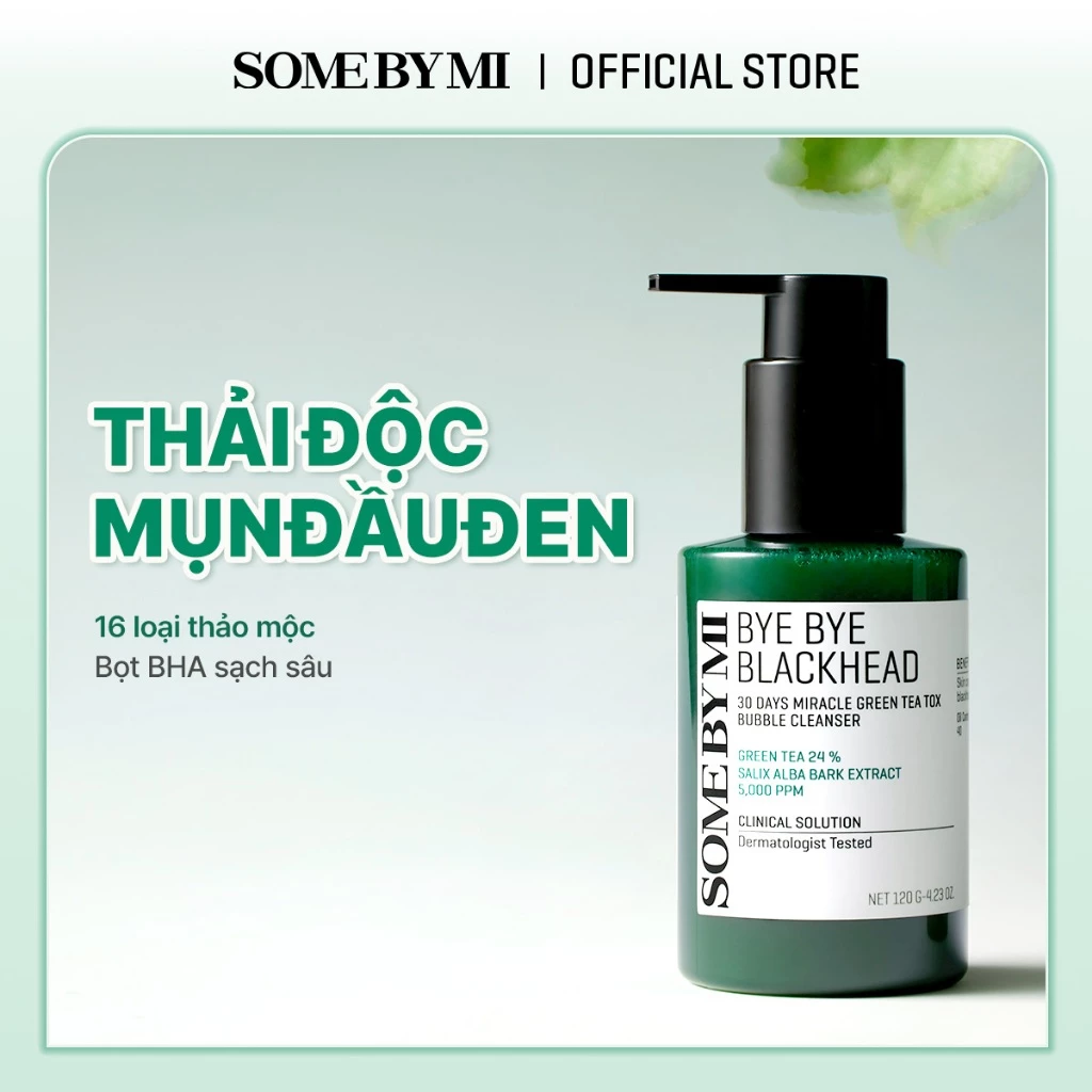 [SOMEBYMI] Sữa Rửa Mặt Thải Độc Trà Xanh Bye Bye Blackhead 30 Days Miracle Green Tea Tox Bubble 120g