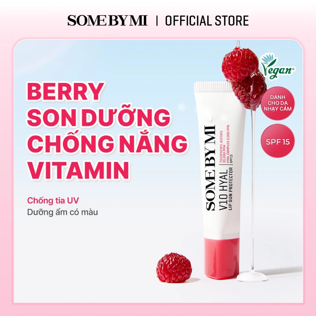 [SOMEBYMI] Son chống nắng ngăn UV chứa vitamin V10 HYAL LIP SUN PROTECTOR SPF15, BERRY